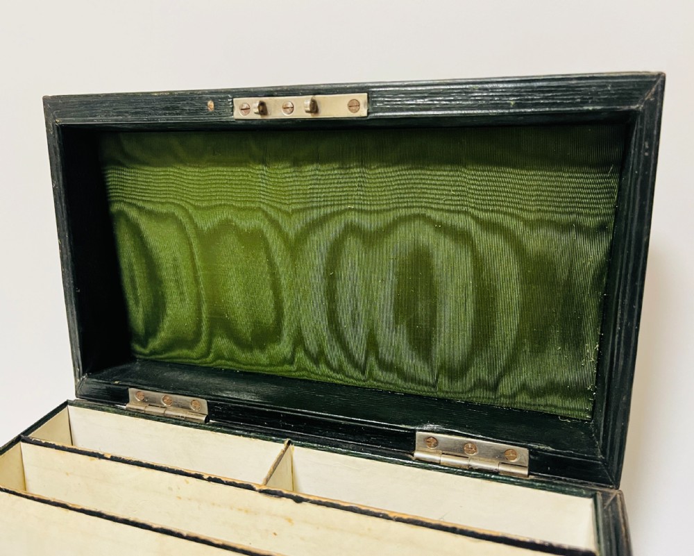Antique Leather Stationery Box View V