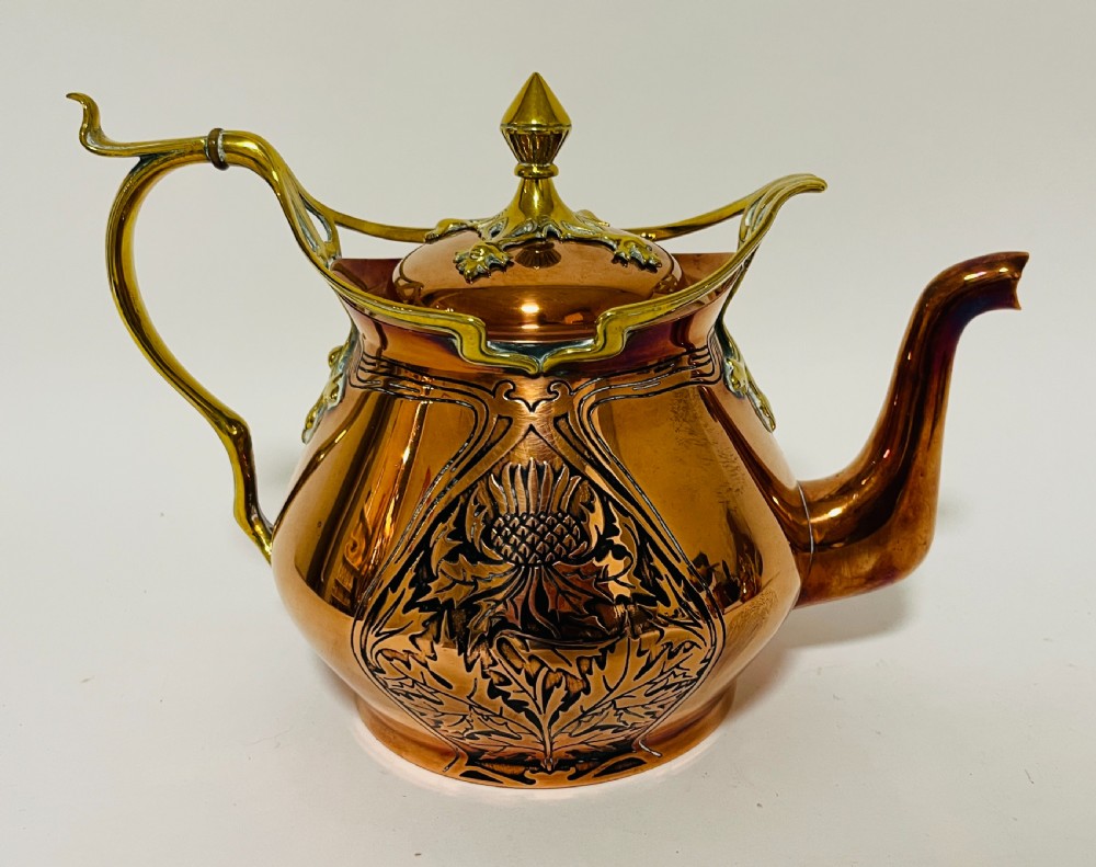 Art Nouveau Copper and Brass Tea Set View II