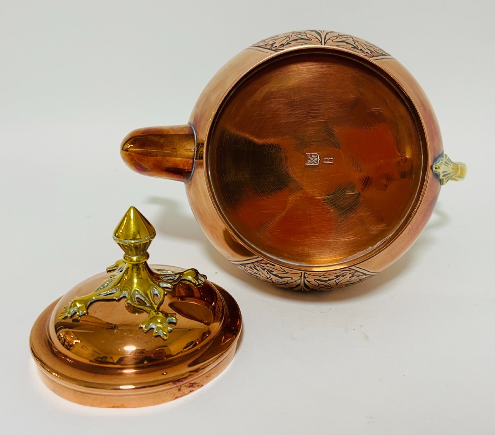 Art Nouveau Copper and Brass Tea Set View VII