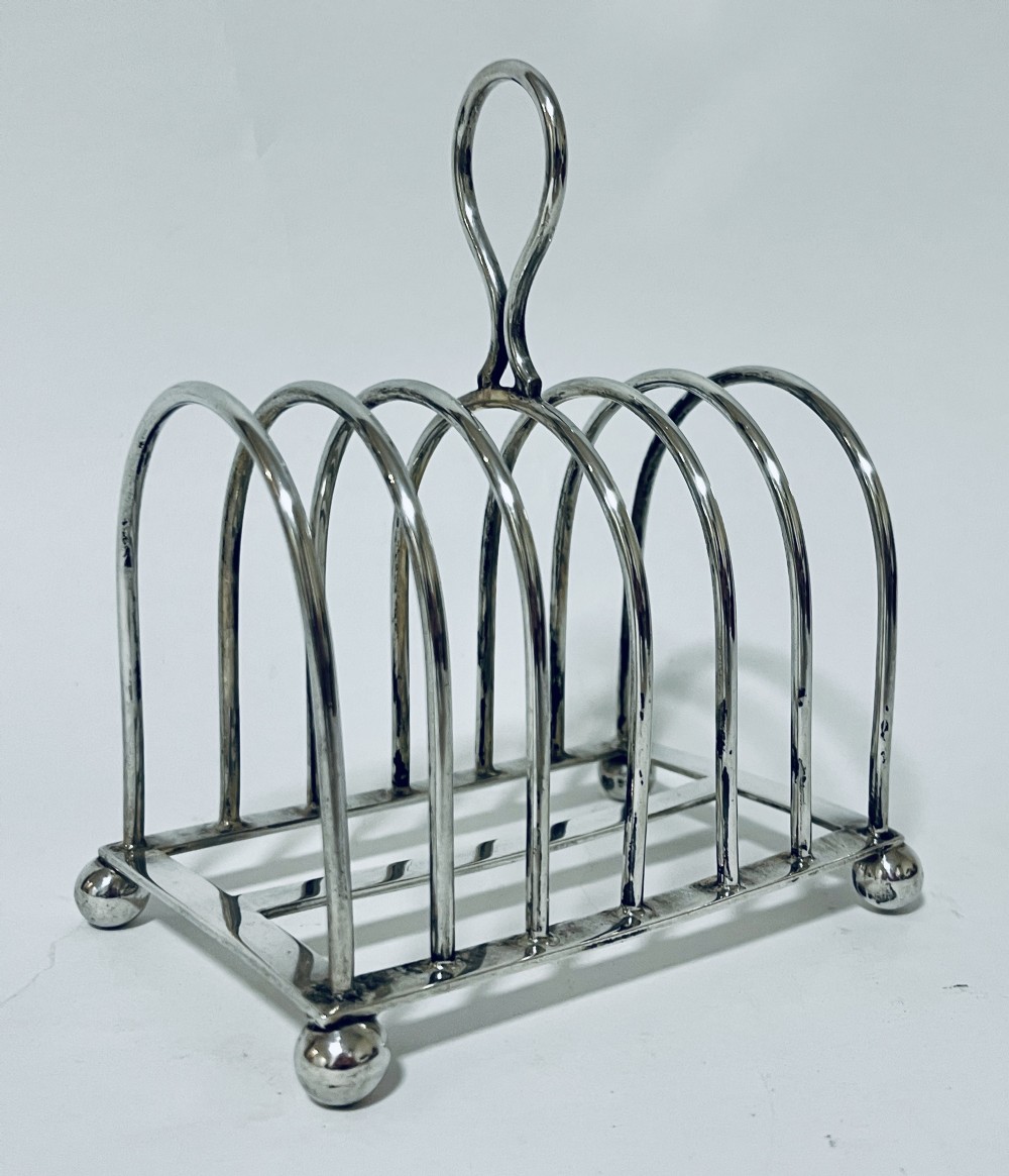 Large Antique 6-Division Silver Toast Rack
