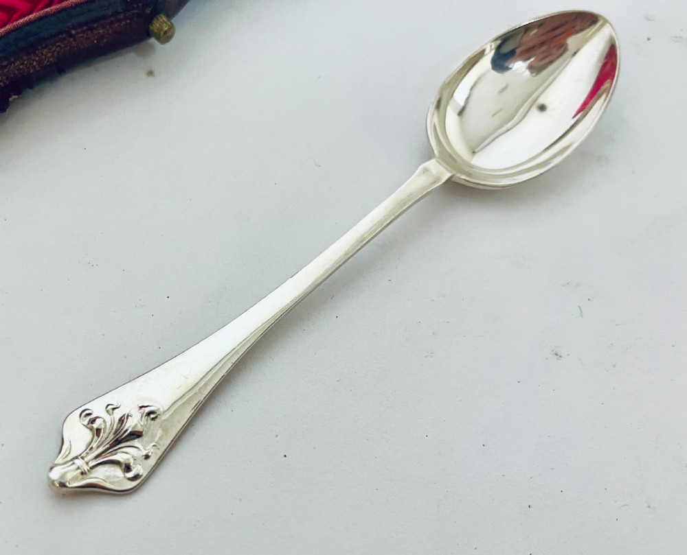 Set of 6 Antique Silver Teaspoons in Box View IX