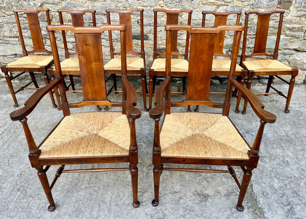 Set of 8 Arts and Crafts Dining Chairs View XII