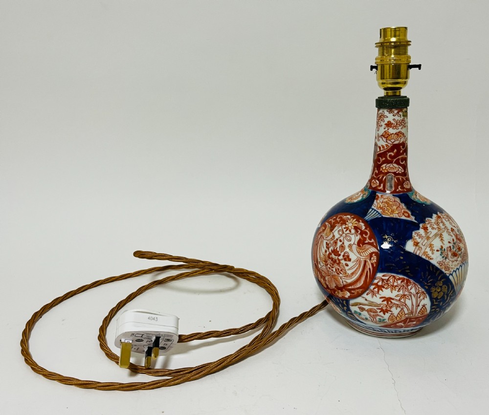Antique Japanese Imari Bottle Vase Table Lamp View V