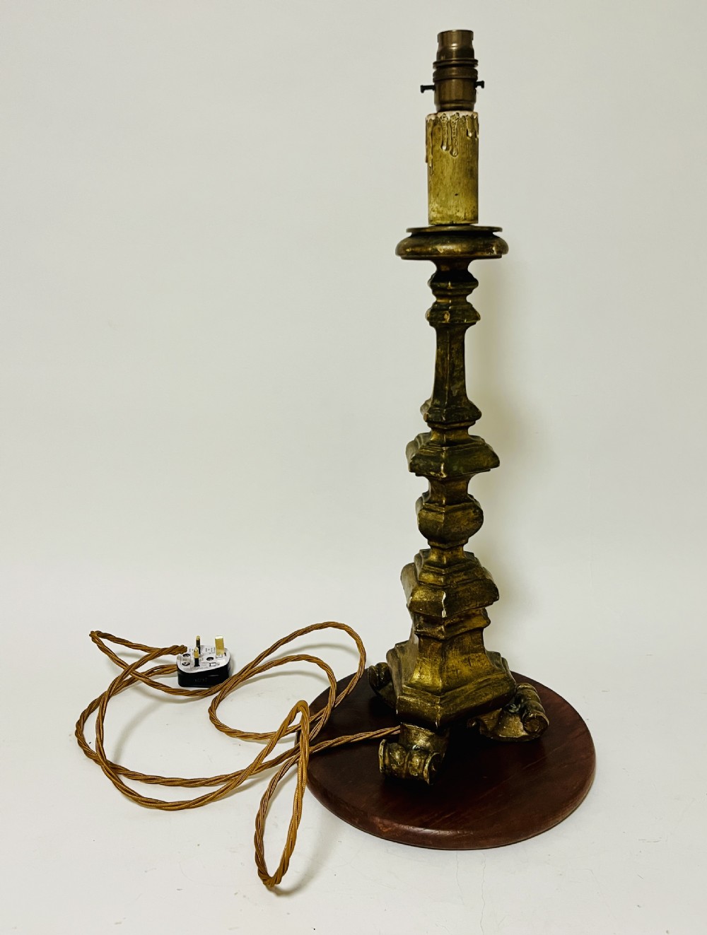 Antique Giltwood Pricket Candlestick Table Lamp View X