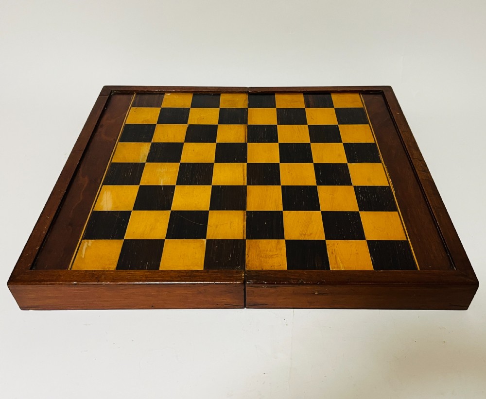 Antique Mahogany Folding Chess / Backgammon Board