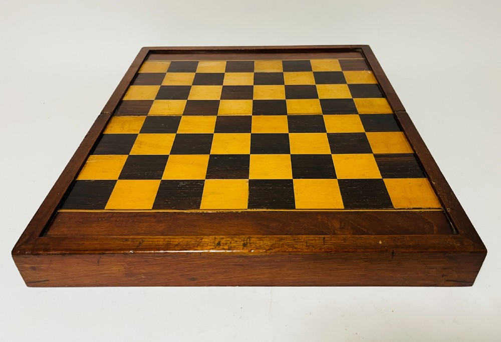 Antique Mahogany Folding Chess / Backgammon Board View III