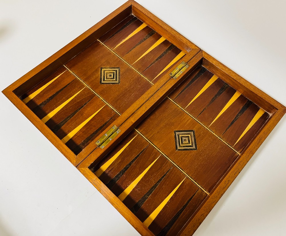 Antique Mahogany Folding Chess / Backgammon Board View IV