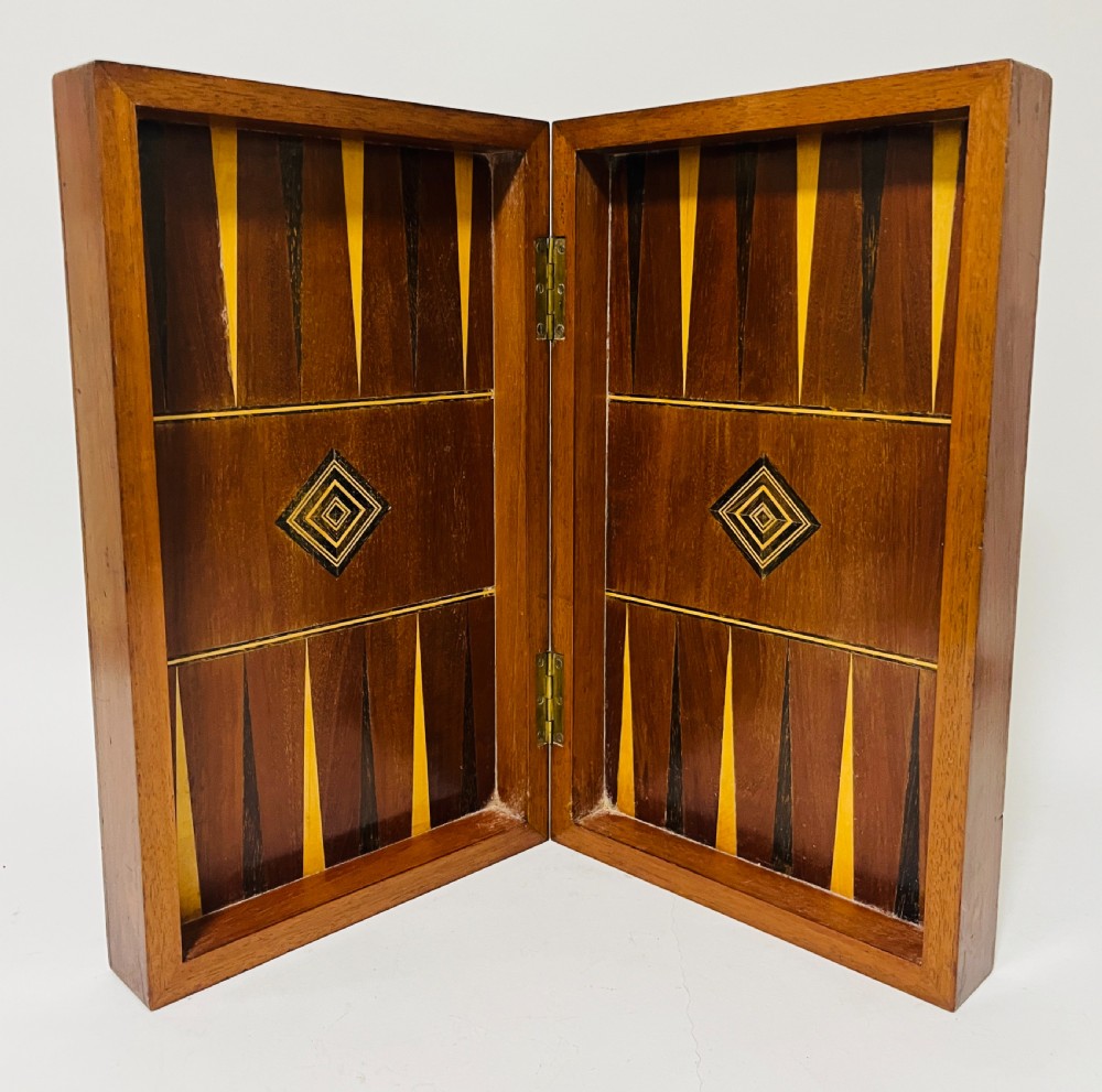 Antique Mahogany Folding Chess / Backgammon Board View V