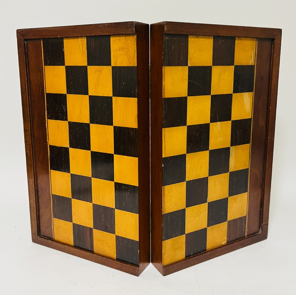 Antique Mahogany Folding Chess / Backgammon Board View VI