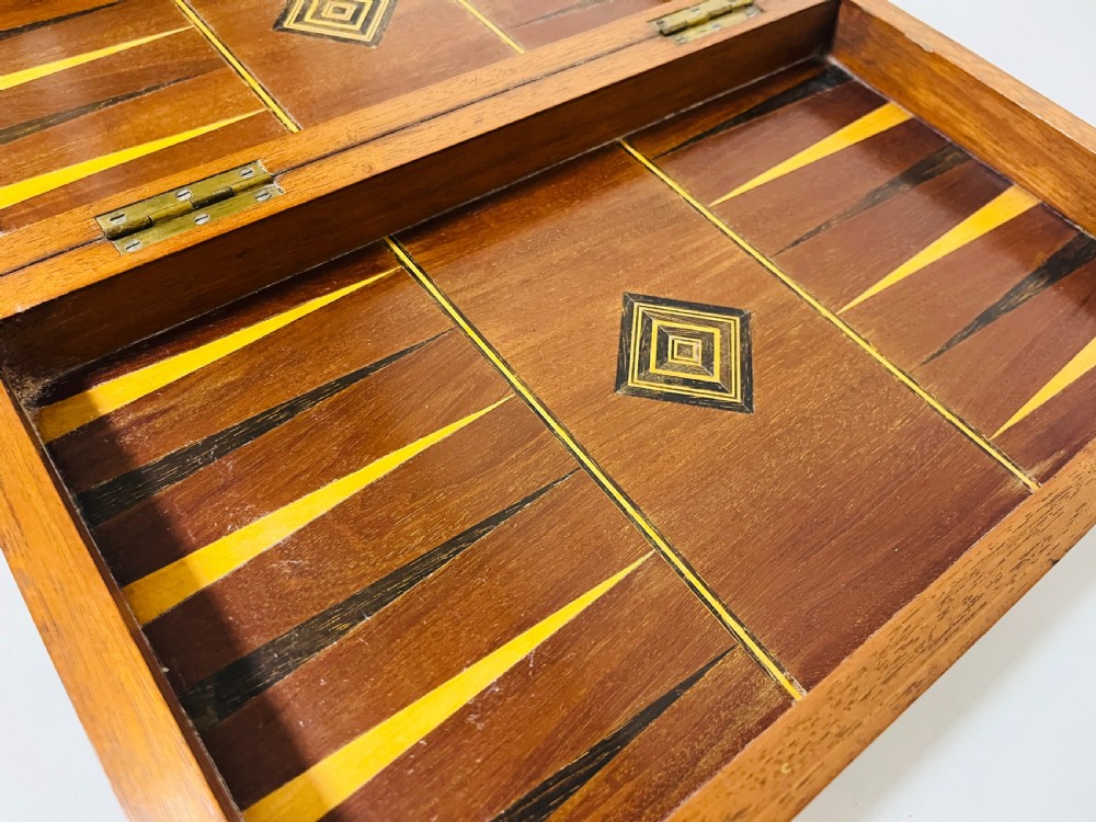 Antique Mahogany Folding Chess / Backgammon Board View VII