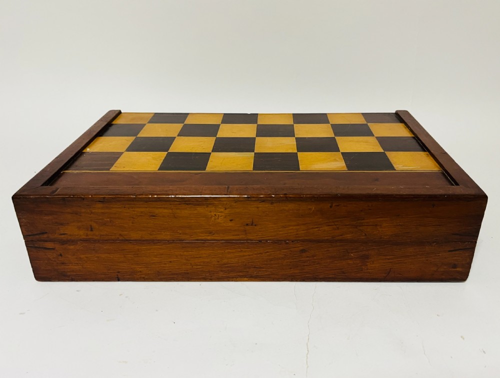 Antique Mahogany Folding Chess / Backgammon Board View VIII