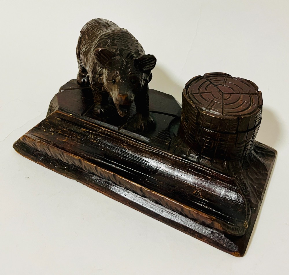 Antique Black Forest Bear Inkwell