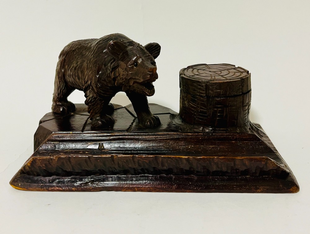 Antique Black Forest Bear Inkwell View II