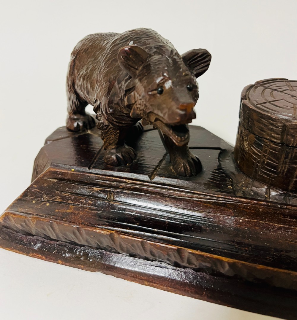 Antique Black Forest Bear Inkwell View III