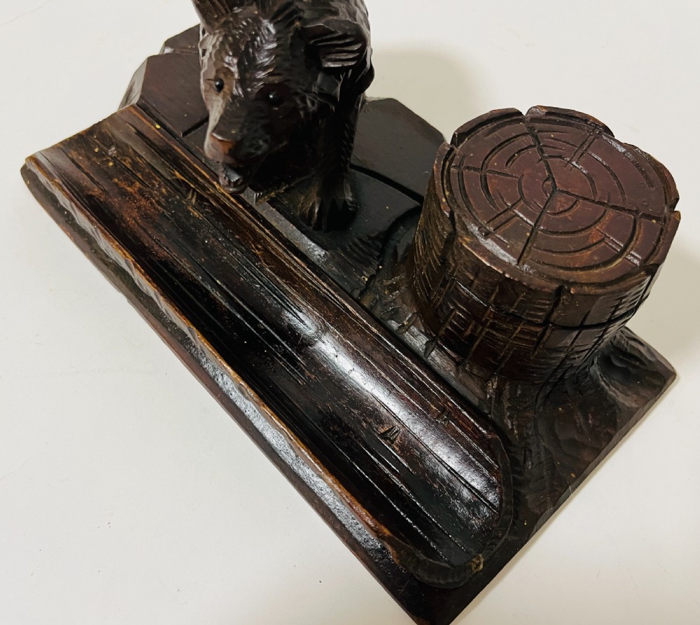Antique Black Forest Bear Inkwell View IV
