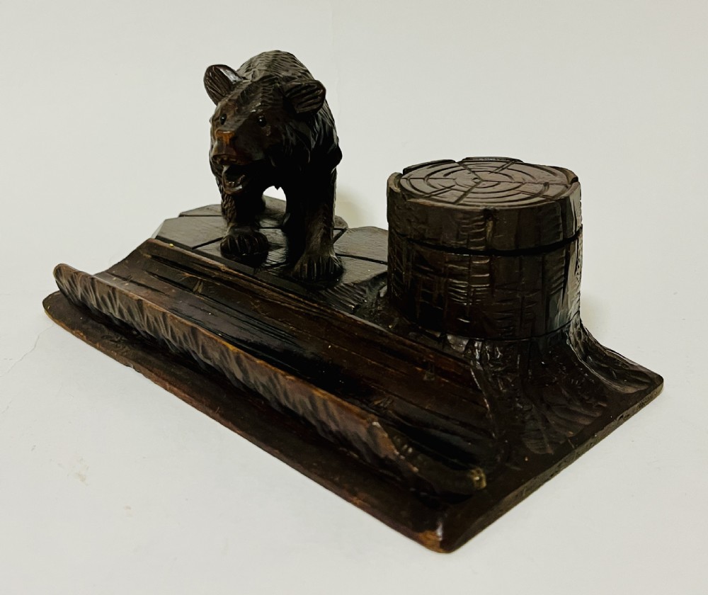 Antique Black Forest Bear Inkwell View V