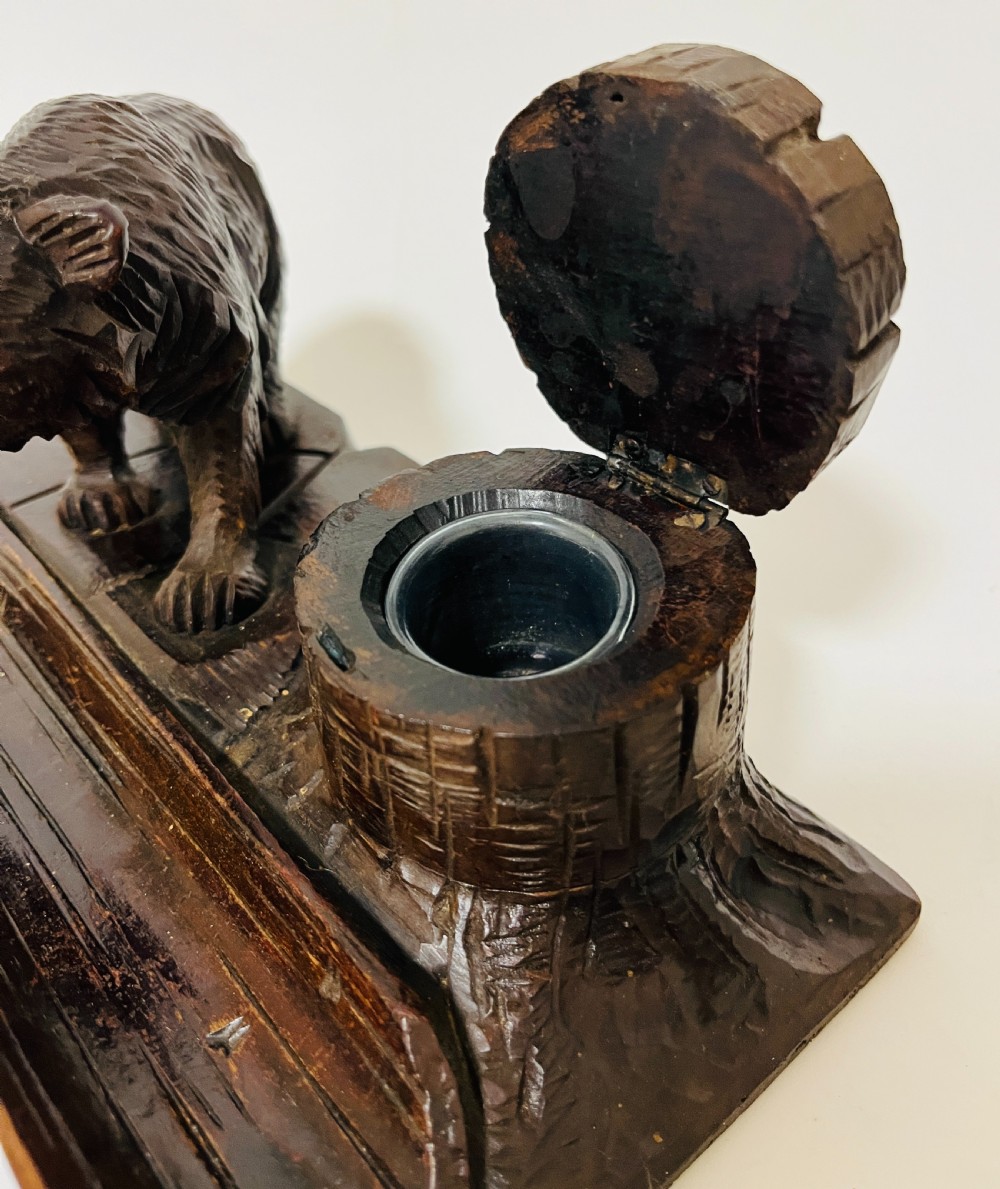 Antique Black Forest Bear Inkwell View VI