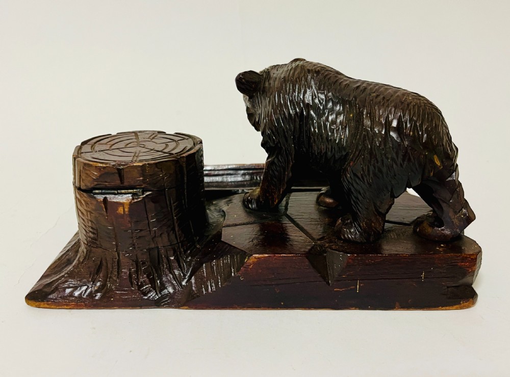 Antique Black Forest Bear Inkwell View VII
