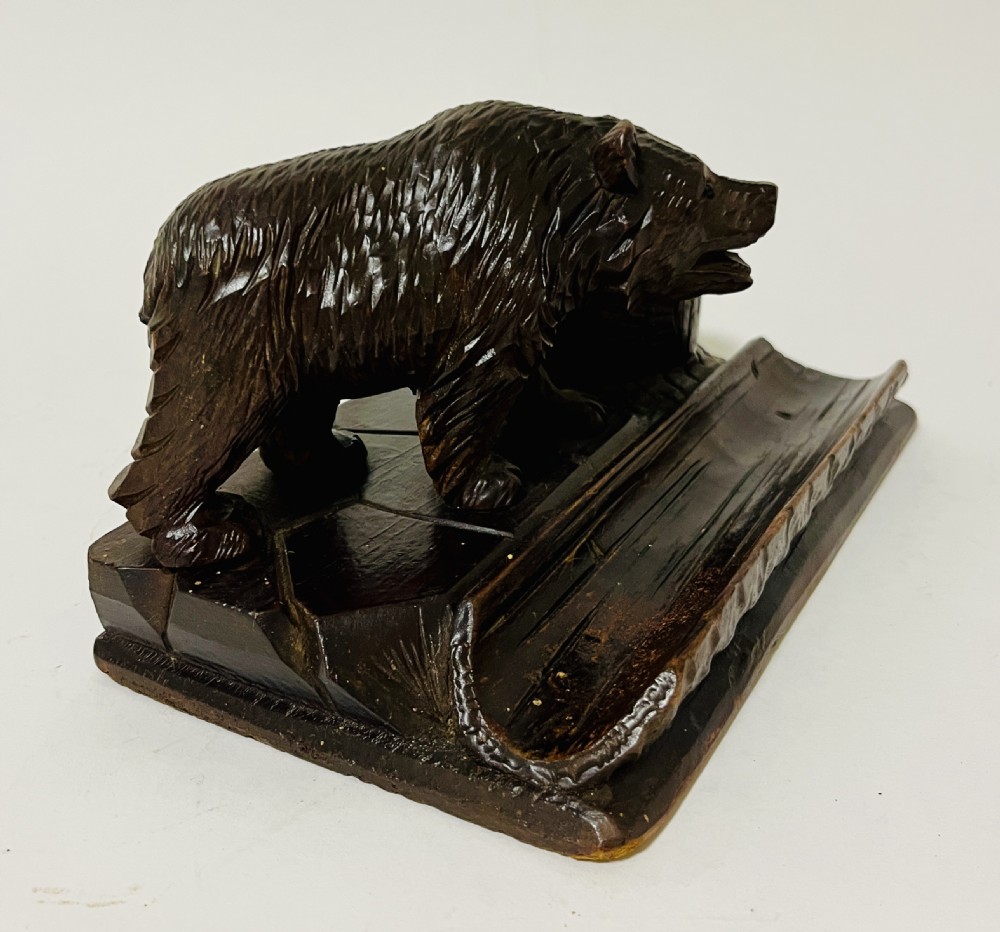 Antique Black Forest Bear Inkwell View IX