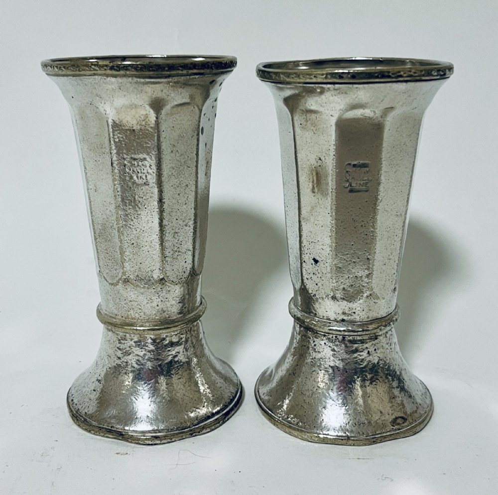 Pair of Silver Plated Ships Vases