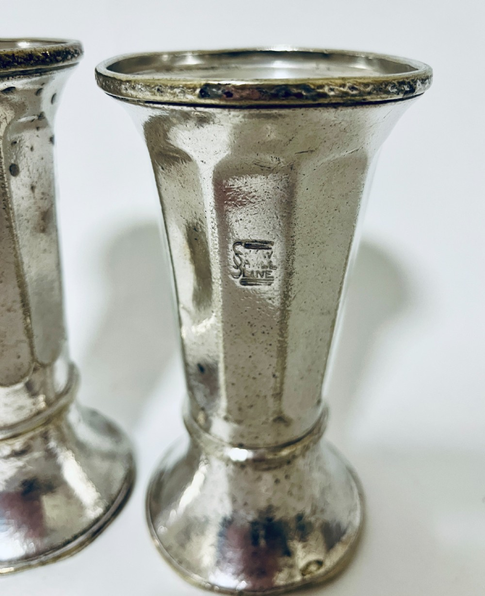 Pair of Silver Plated Ships Vases View II
