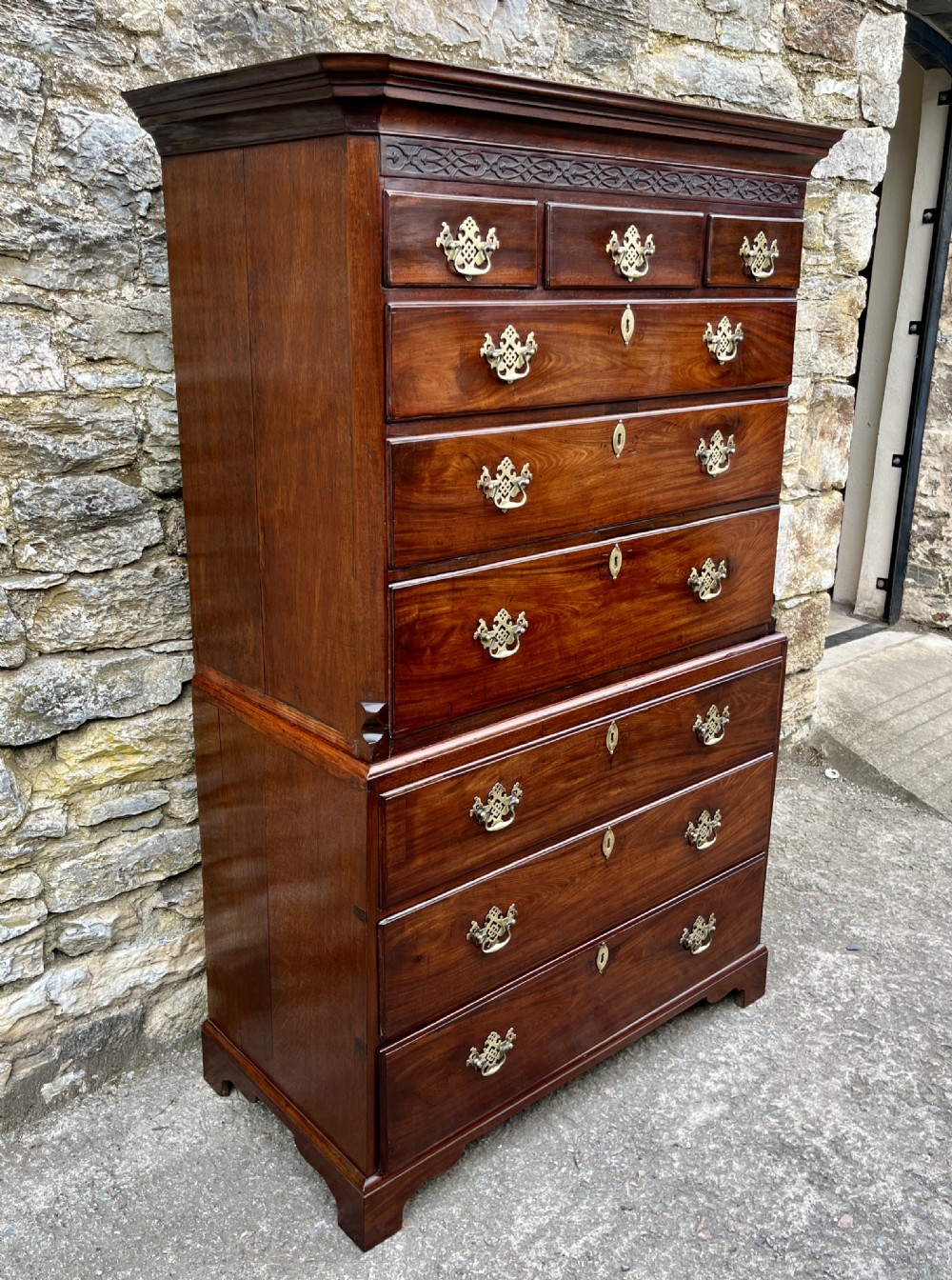 Small Georgian Mahogany Chest on Chest View XVI