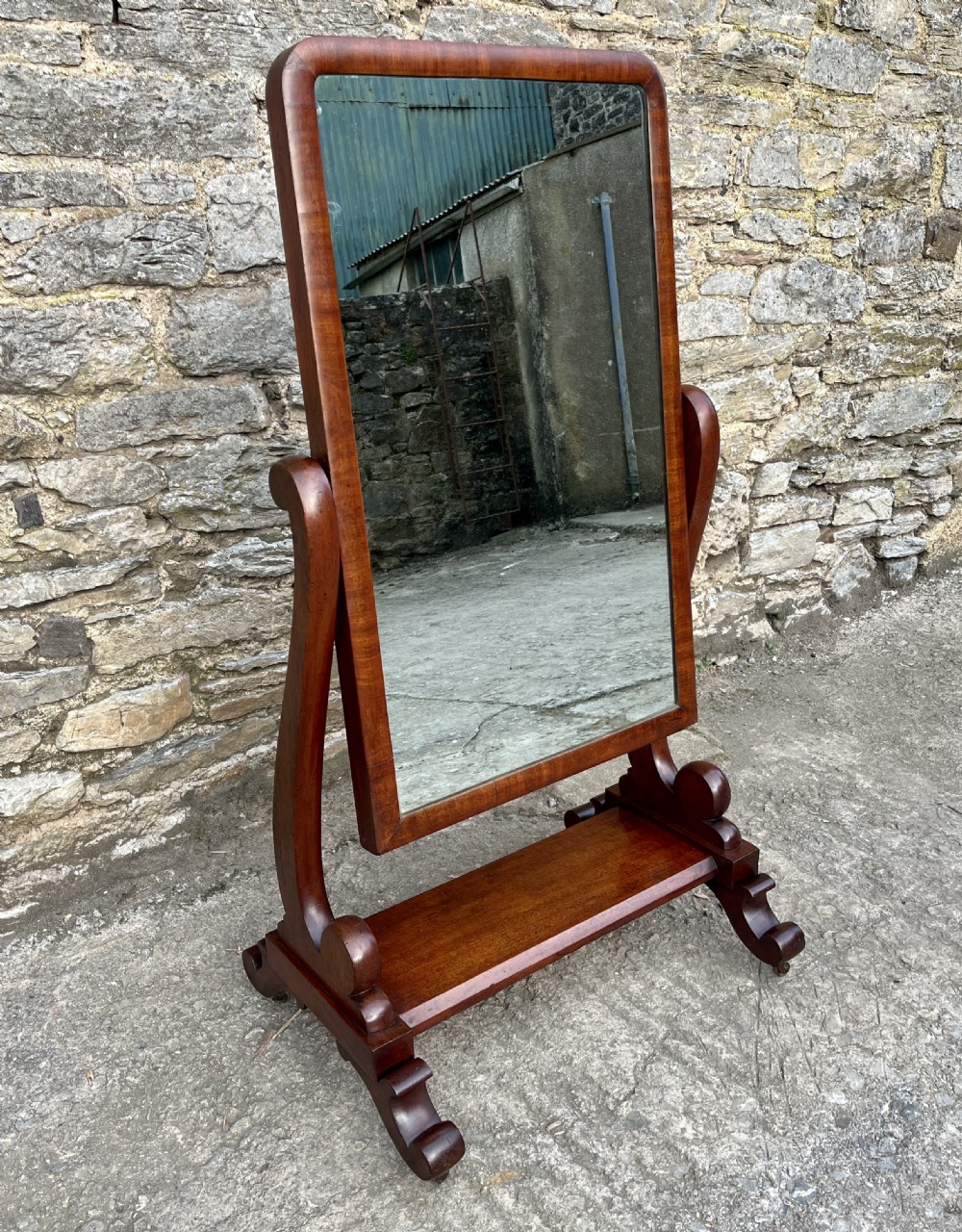 Victorian Mahogany Cheval Mirror View II
