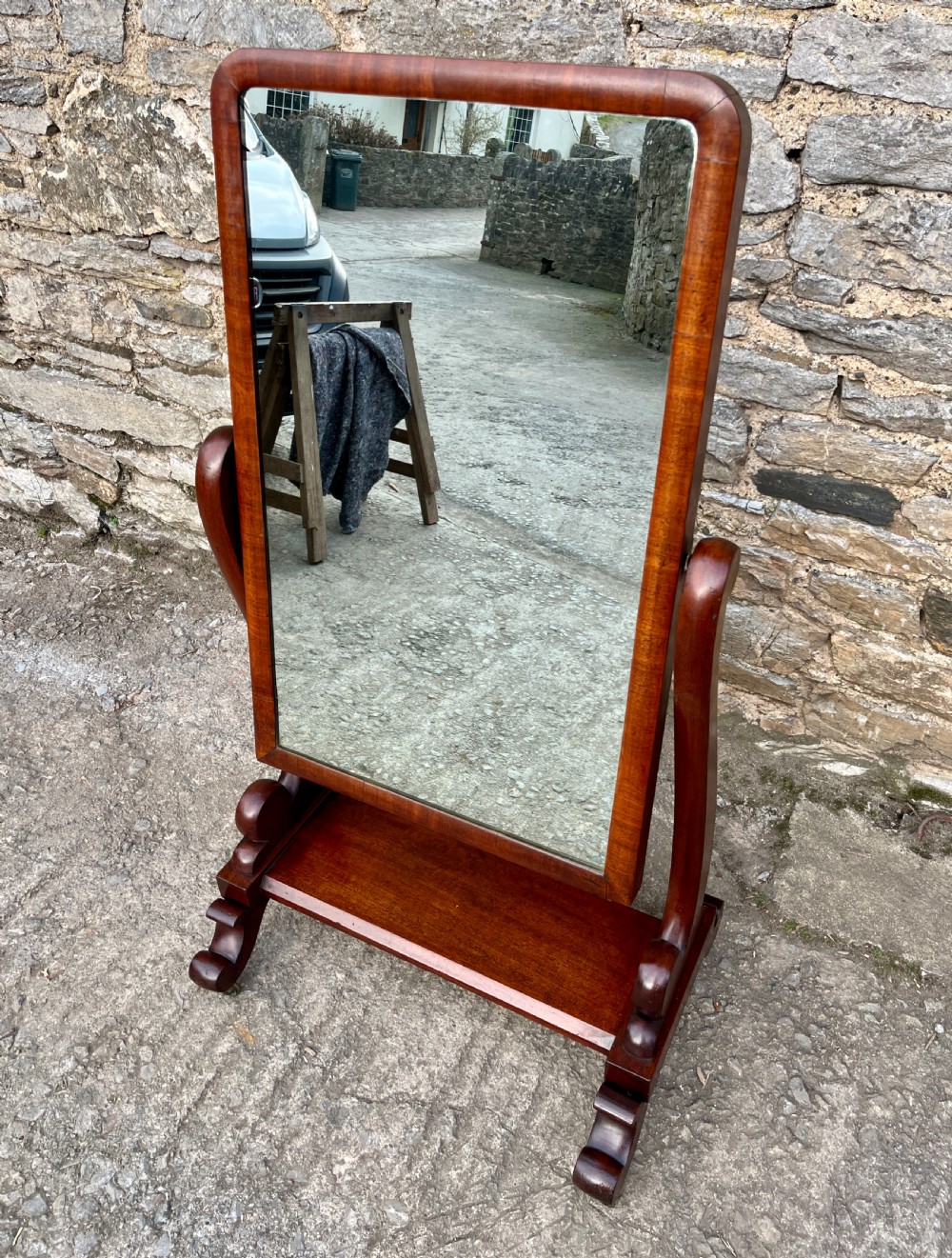 Victorian Mahogany Cheval Mirror View IV