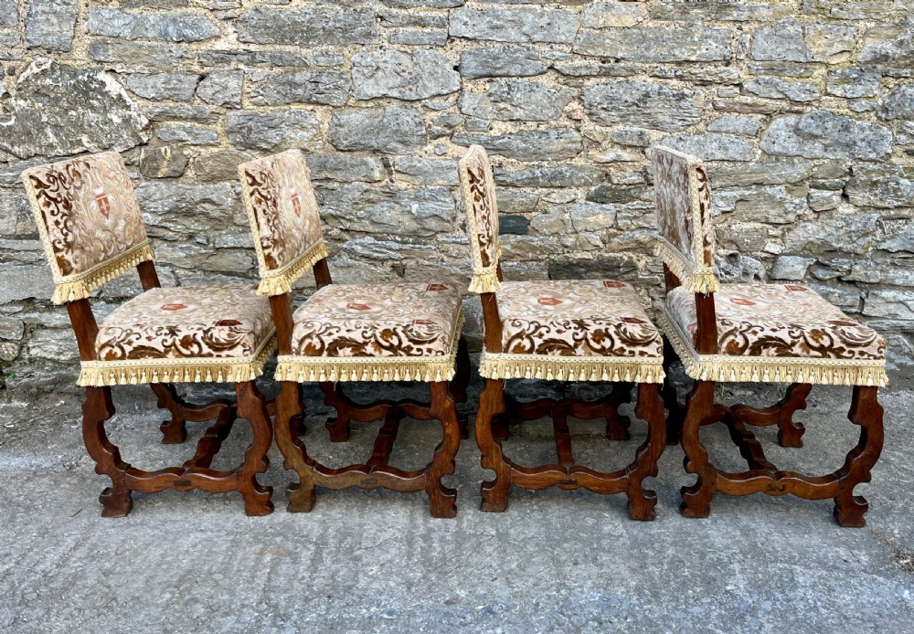 Set of 4 Antique French Oak Upholstered Chairs View VI