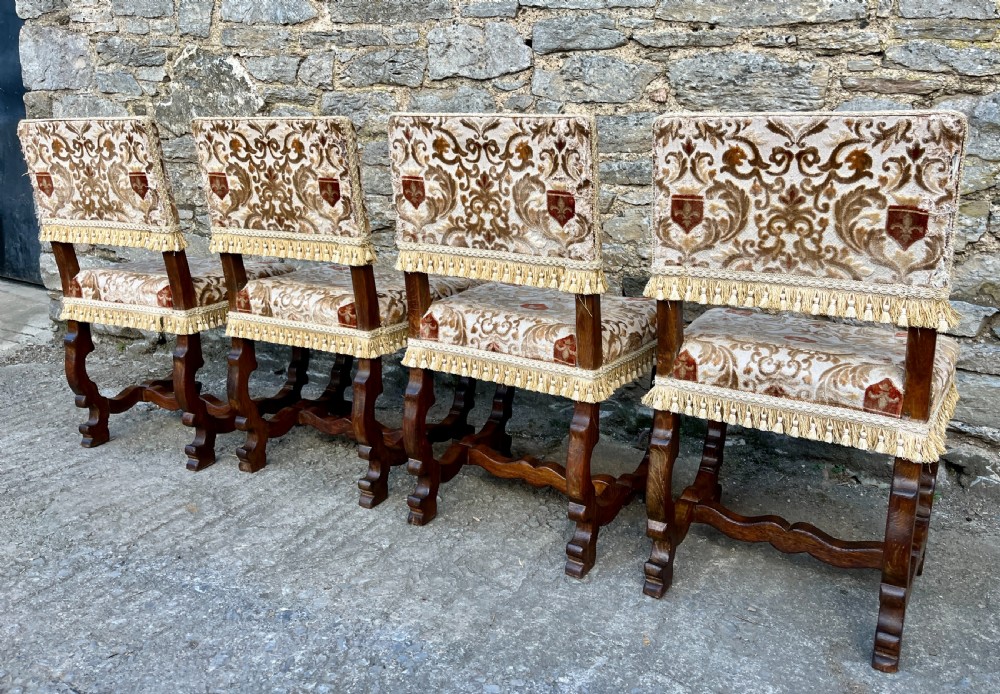 Set of 4 Antique French Oak Upholstered Chairs View VII