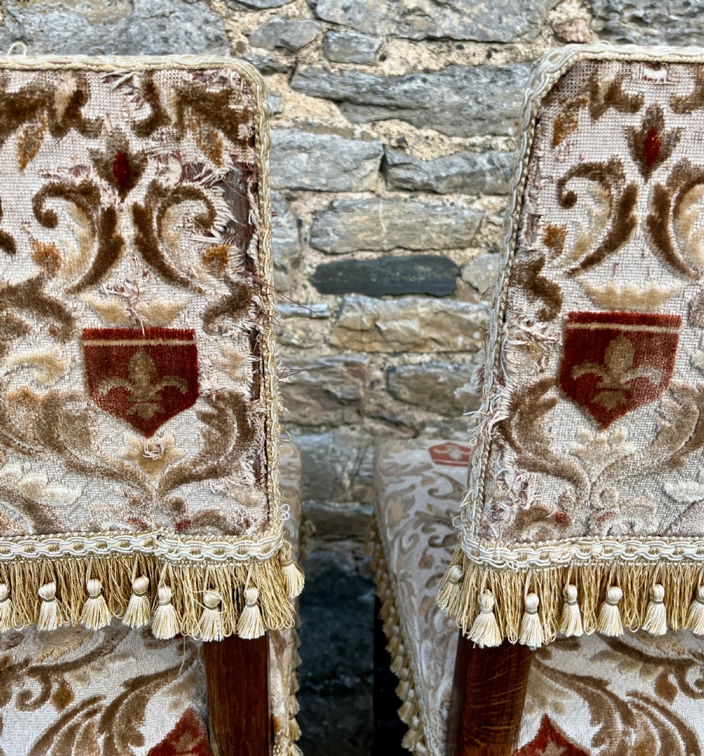 Set of 4 Antique French Oak Upholstered Chairs View VIII