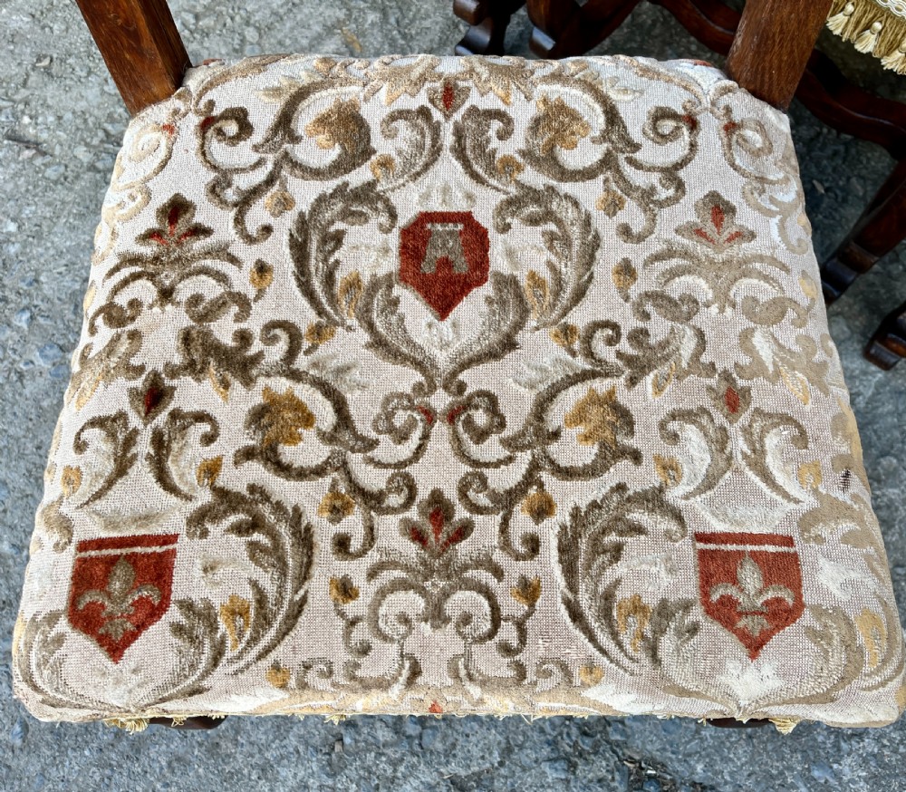 Set of 4 Antique French Oak Upholstered Chairs View XII