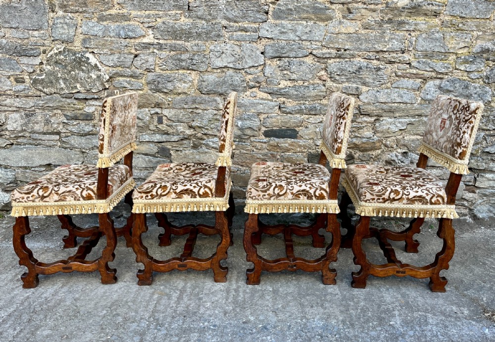 Set of 4 Antique French Oak Upholstered Chairs View XIV