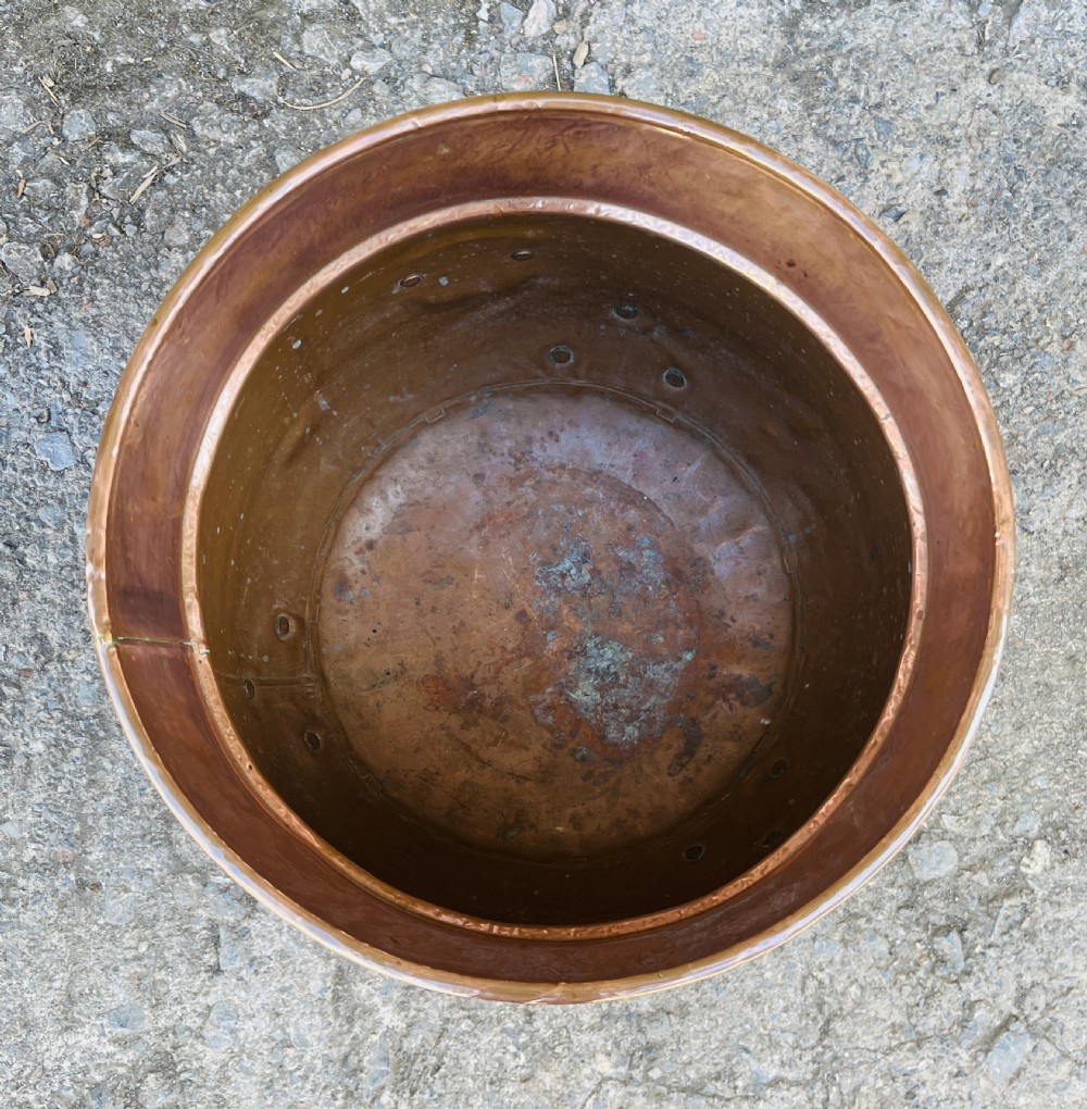 Victorian Copper Cauldron with Brass Lions Paw Feet View X