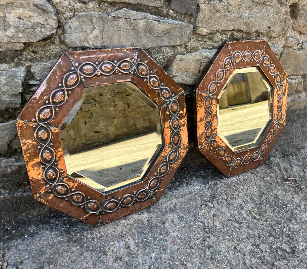 Pair of Arts and Crafts Octagonal Copper Mirrors View II