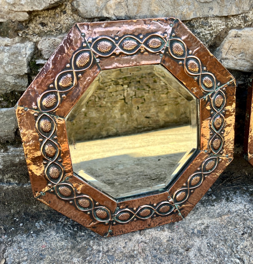 Pair of Arts and Crafts Octagonal Copper Mirrors View III