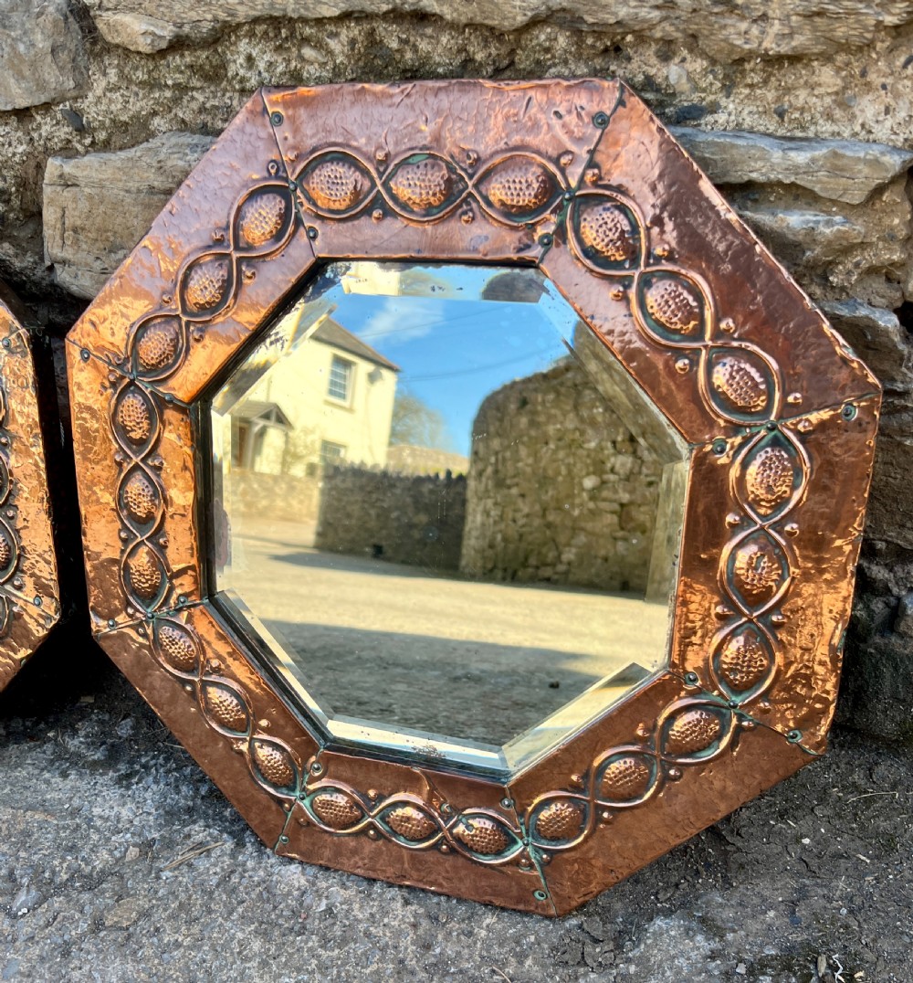 Pair of Arts and Crafts Octagonal Copper Mirrors View IV
