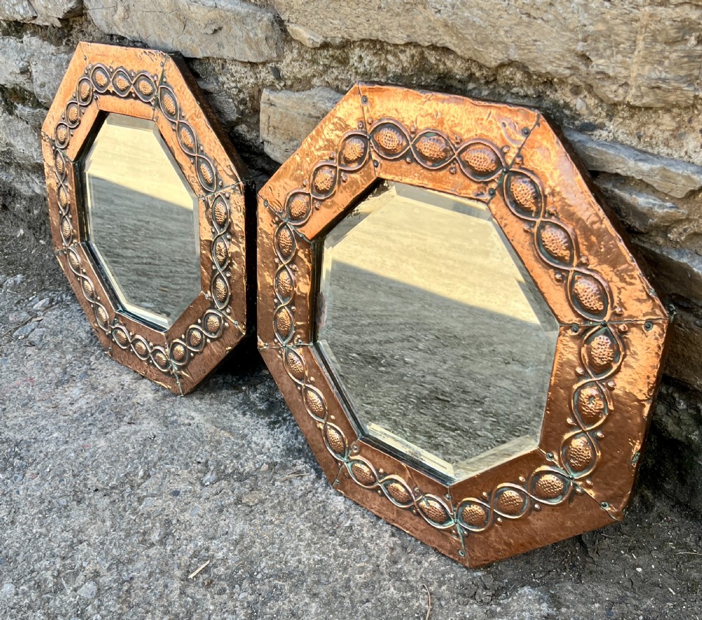 Pair of Arts and Crafts Octagonal Copper Mirrors View VI