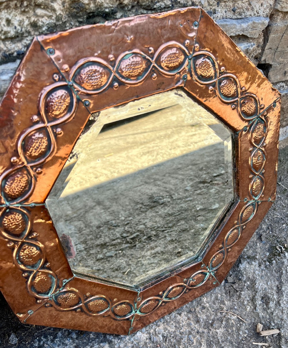 Pair of Arts and Crafts Octagonal Copper Mirrors View VIII