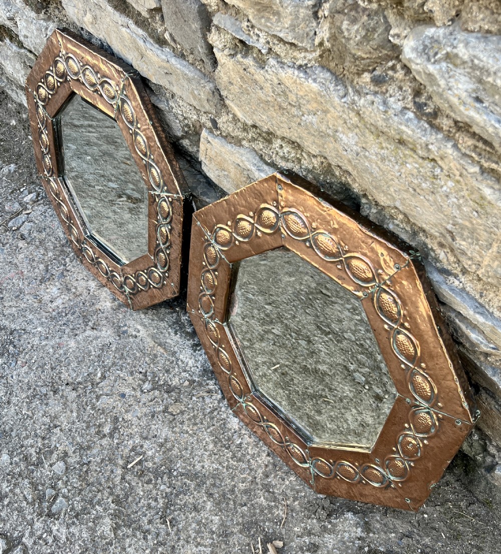 Pair of Arts and Crafts Octagonal Copper Mirrors View X