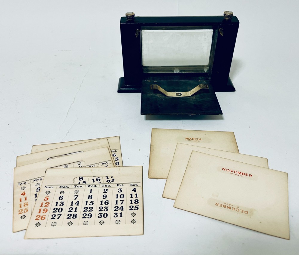 Antique Silver Plated Perpetual Desk Calendar View XI