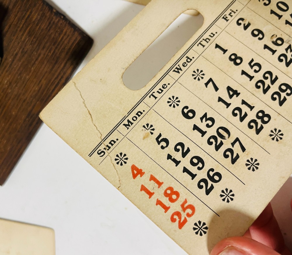 Antique Oak Perpetual Desk Calendar View VII