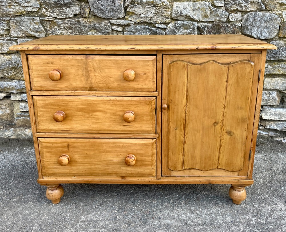 Antique Stripped Pine Sideboard