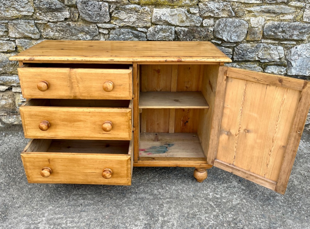 Antique Stripped Pine Sideboard View XI
