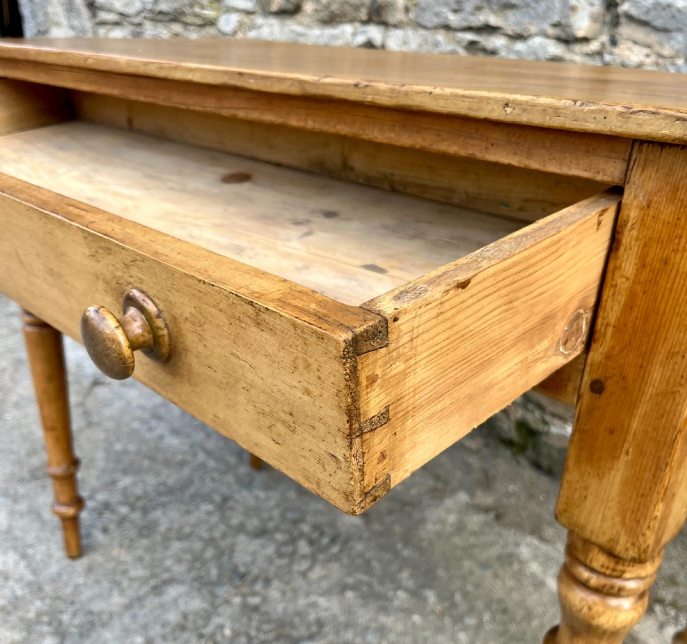Antique Stripped Pine Side Table View V