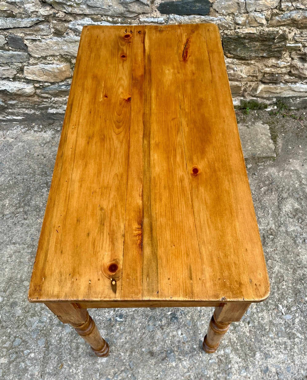 Antique Stripped Pine Side Table View VI