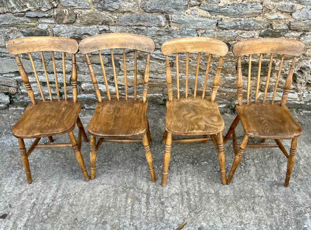 Set of 4 Antique Elm Kitchen Chairs View II