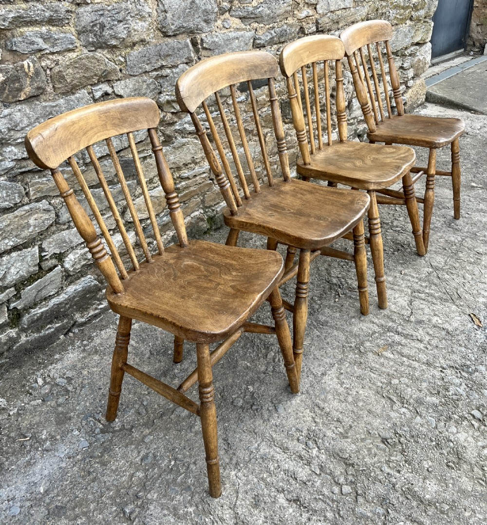 Set of 4 Antique Elm Kitchen Chairs View III
