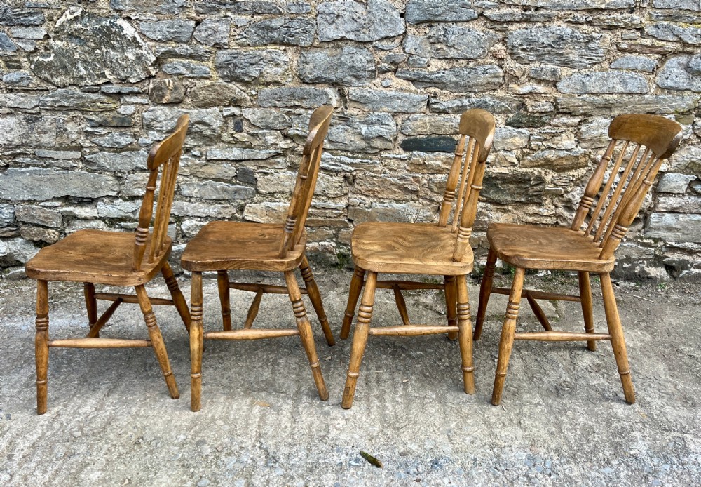 Set of 4 Antique Elm Kitchen Chairs View IV