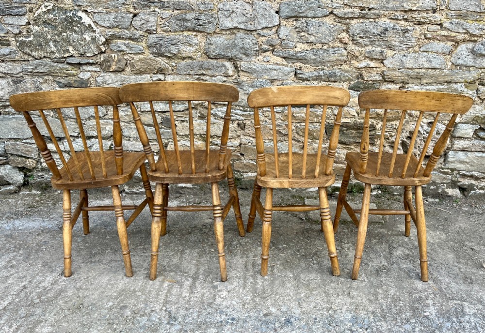 Set of 4 Antique Elm Kitchen Chairs View V